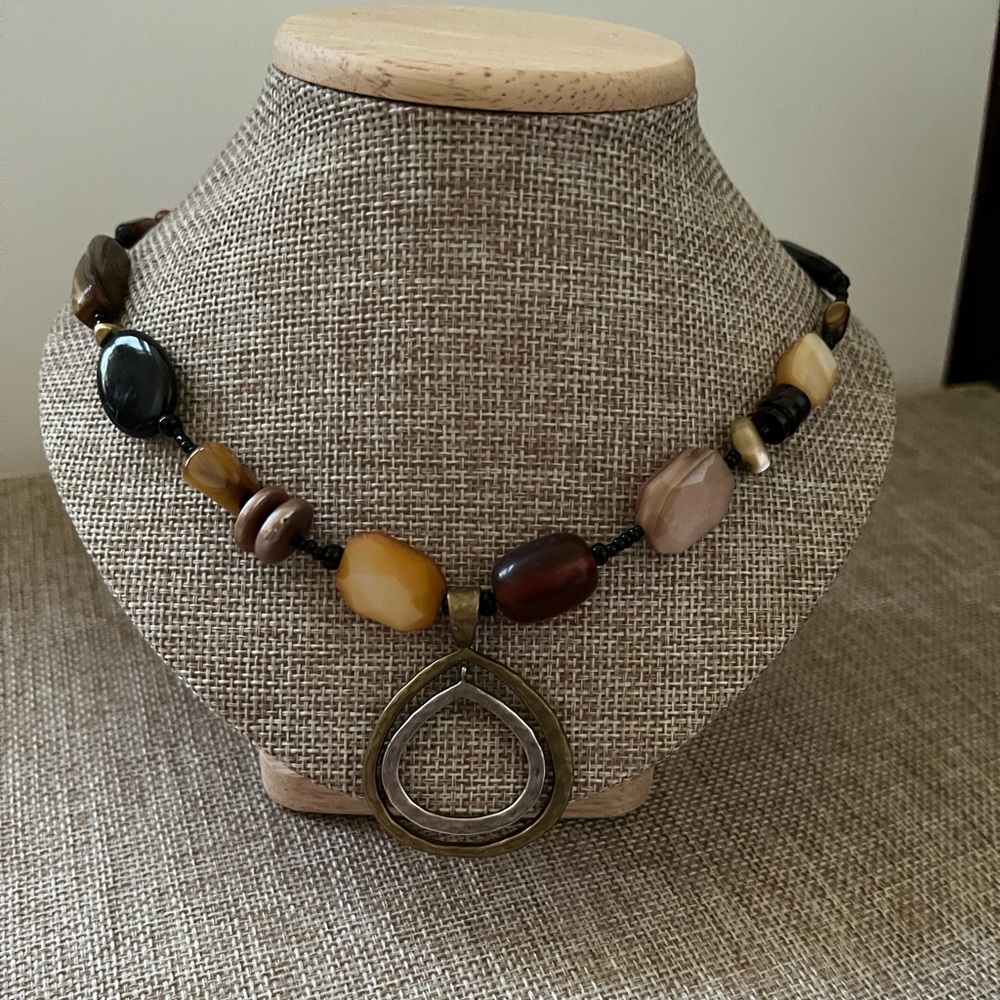 Silpada Brown and Black Bohemian Necklace with Metal Pendant - Picture 1 of 6